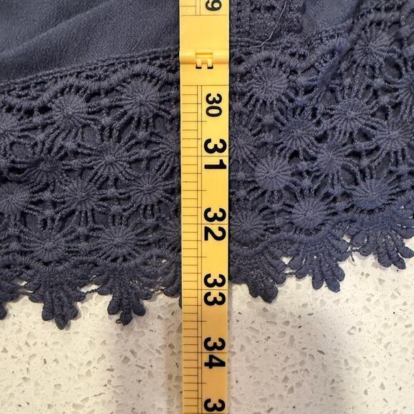 Knox Rose Navy Blue Boho Crochet Lace Tassel Tunic Peasant Dress Medium Festival - Picture 11 of 12